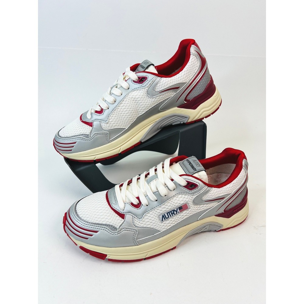 Autry Hyperway Low Mens Sneakers Silver Red White Mesh HYLMMV01 Sz 42 EU / 9 US‎
